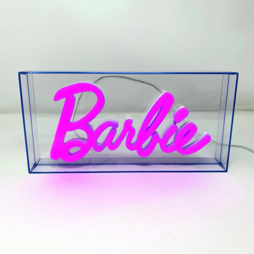 Barbie Neon Light Pink LED USB Logo Mattel Desk Table Decor Statement Piece